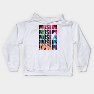 Muslim Word Art with Colorful Silhouette Kids Hoodie